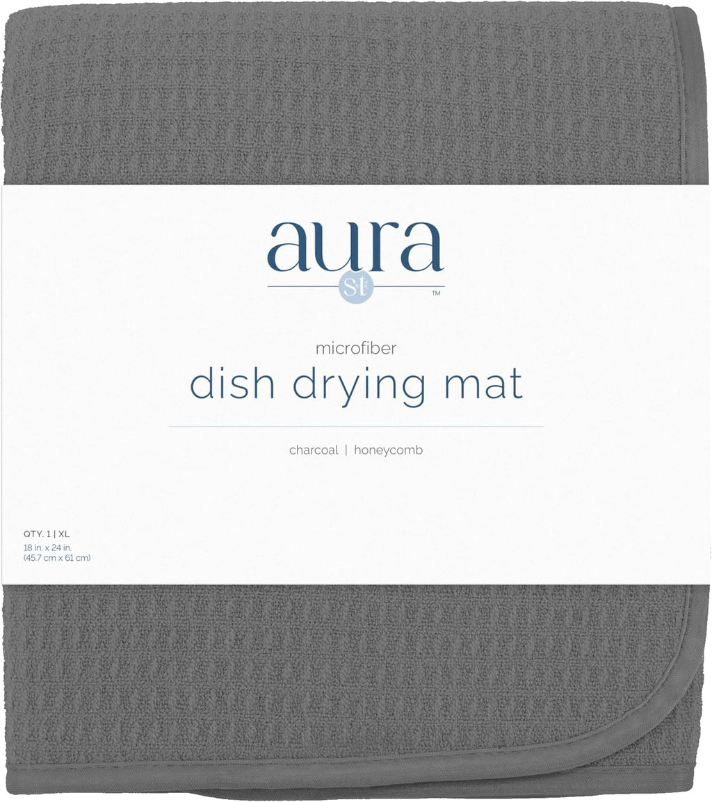 S&T INC. XL Charcoal Microfiber Dish Drying Mat - 18x24 Kitchen Counter Pad