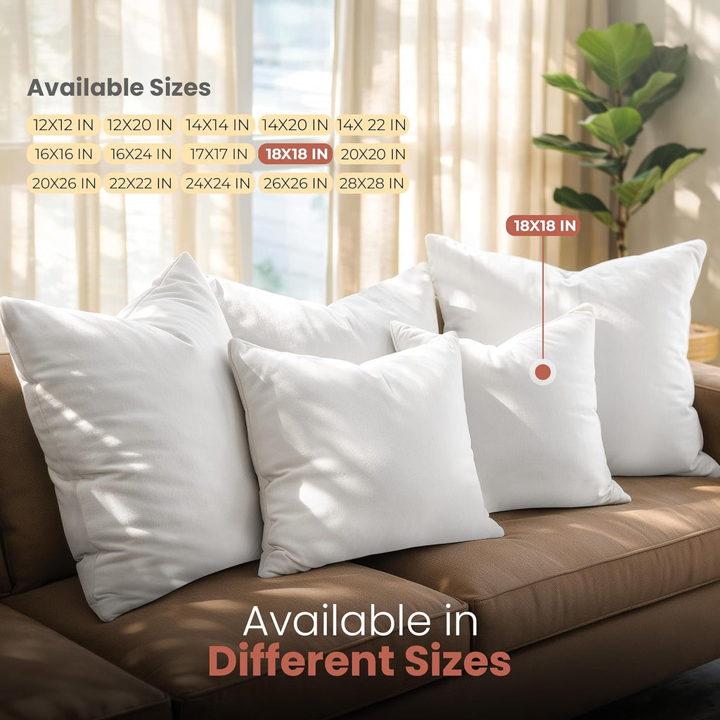 Utopia Bedding 18x18 Pillow Inserts Set of 2 - White Fluffy Cushion Filler