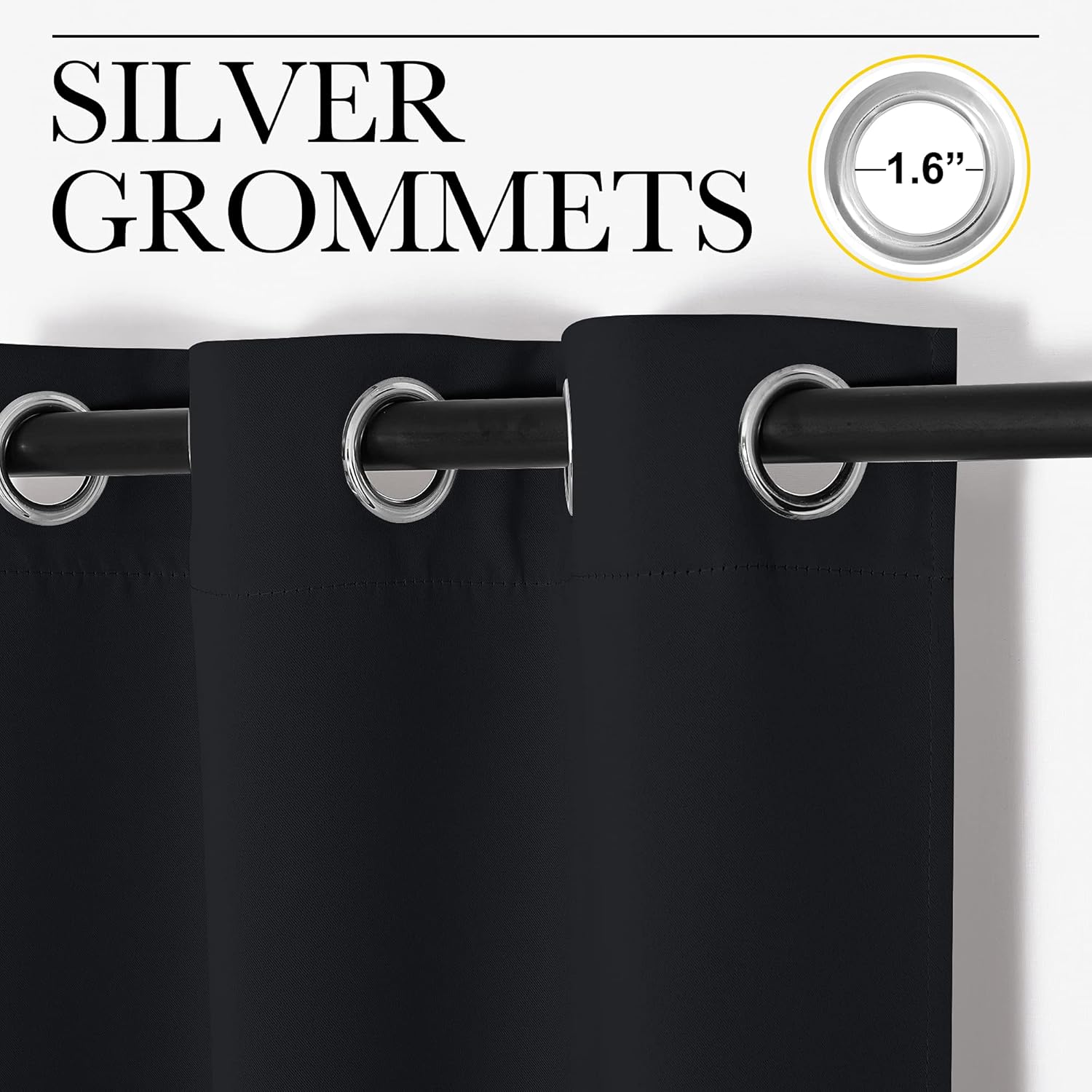 NICETOWN Halloween Pitch Black Thermal Insulated Grommet Curtains - 2 Panels, 42x63