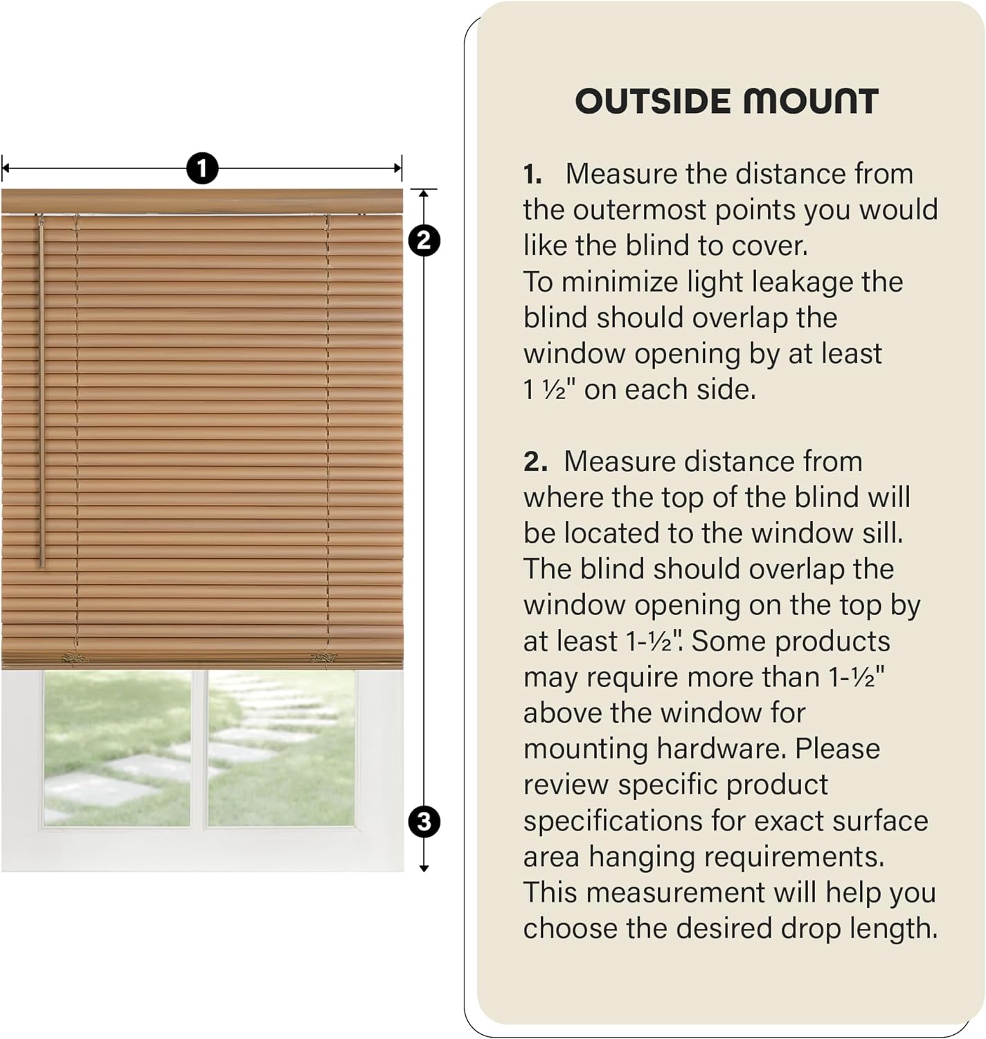 Cordless Light Filtering Mini Blinds - 34x64 Inch Pearl White Vinyl Horizontal Blinds by Achim