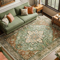 RELEANY 8'x10' Washable Non-Slip Floral Vintage Medallion Rug for Living Room
