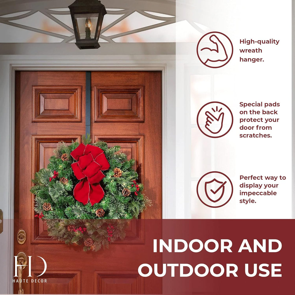 Haute Decor Adjustable Front Door Wreath Hanger - Holds Up to 20 Lb