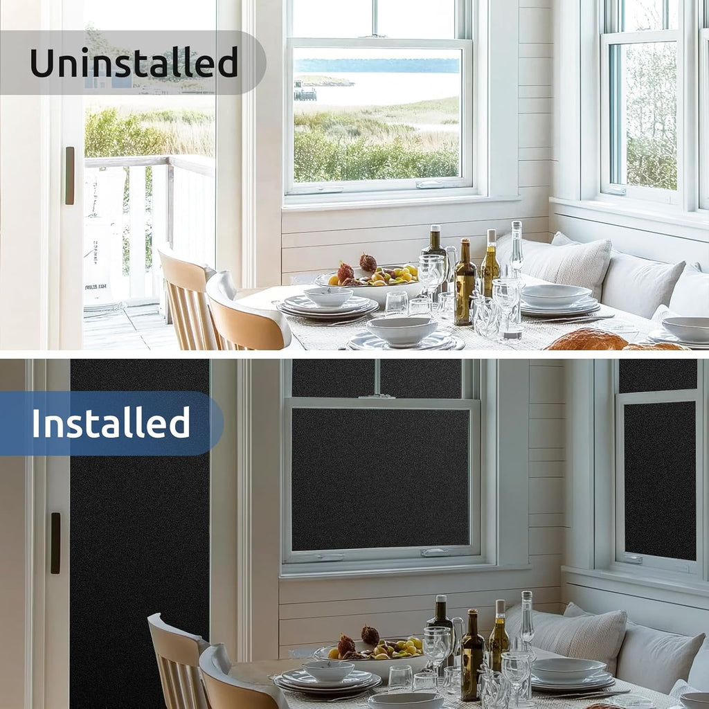 Rabbitgoo Blackout Window Film - Static Cling Privacy Tint for Light Blocking & UV Protection