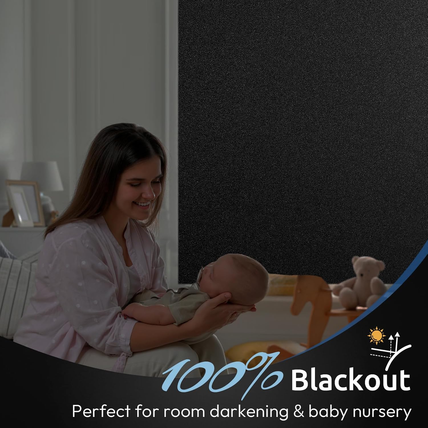 Rabbitgoo Blackout Window Film - Static Cling Privacy Tint for Light Blocking & UV Protection