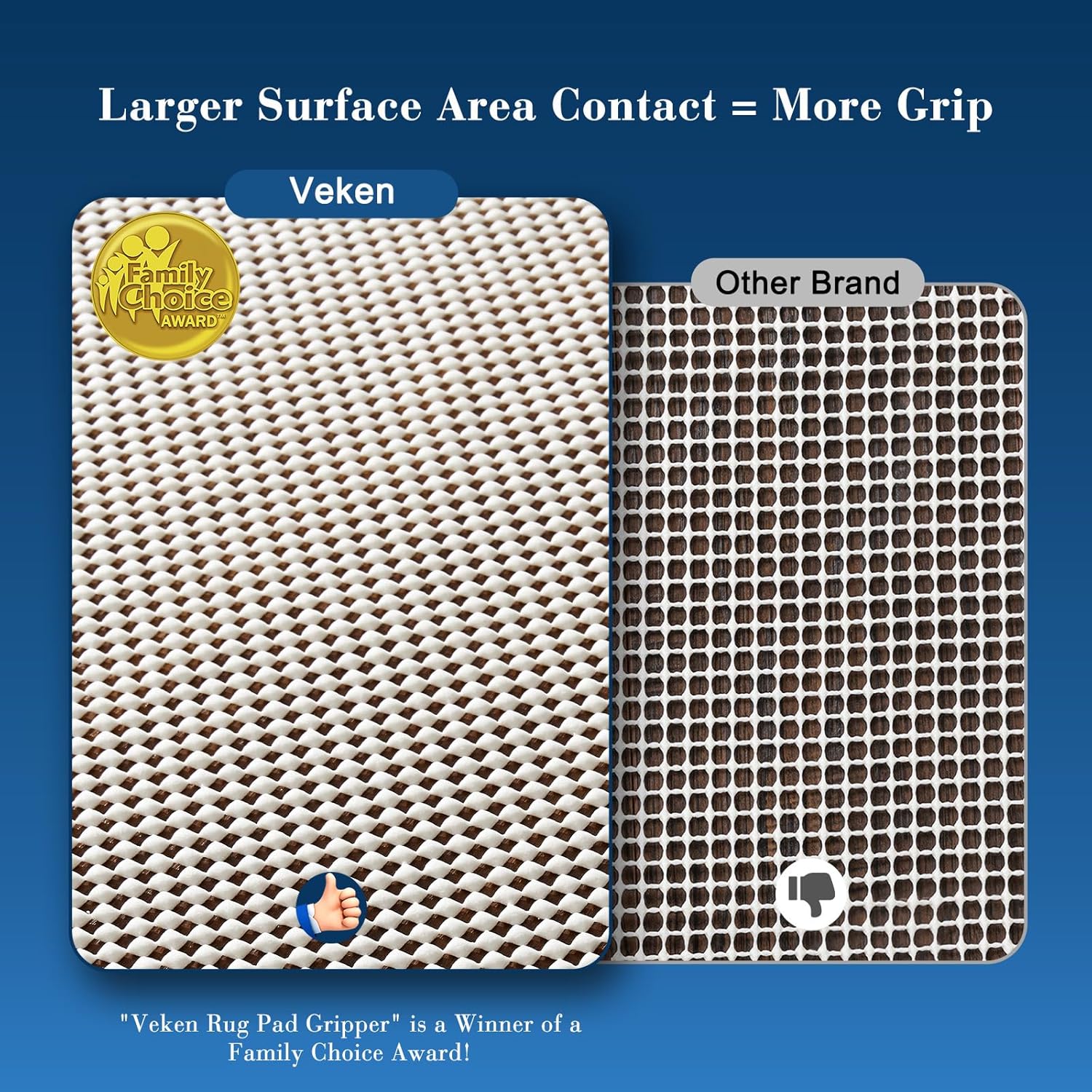 Veken Non-Slip Rug Pad for Hardwood Floors - 2'x3' Thick Mat Keeps Rugs Secure & Safe