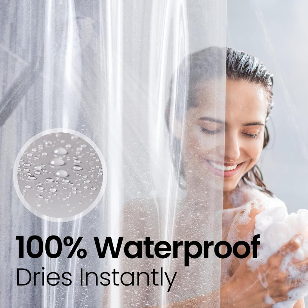 LiBa Premium PEVA Waterproof Shower Curtain Liner with Rust-Proof Grommets - Clear 72x72