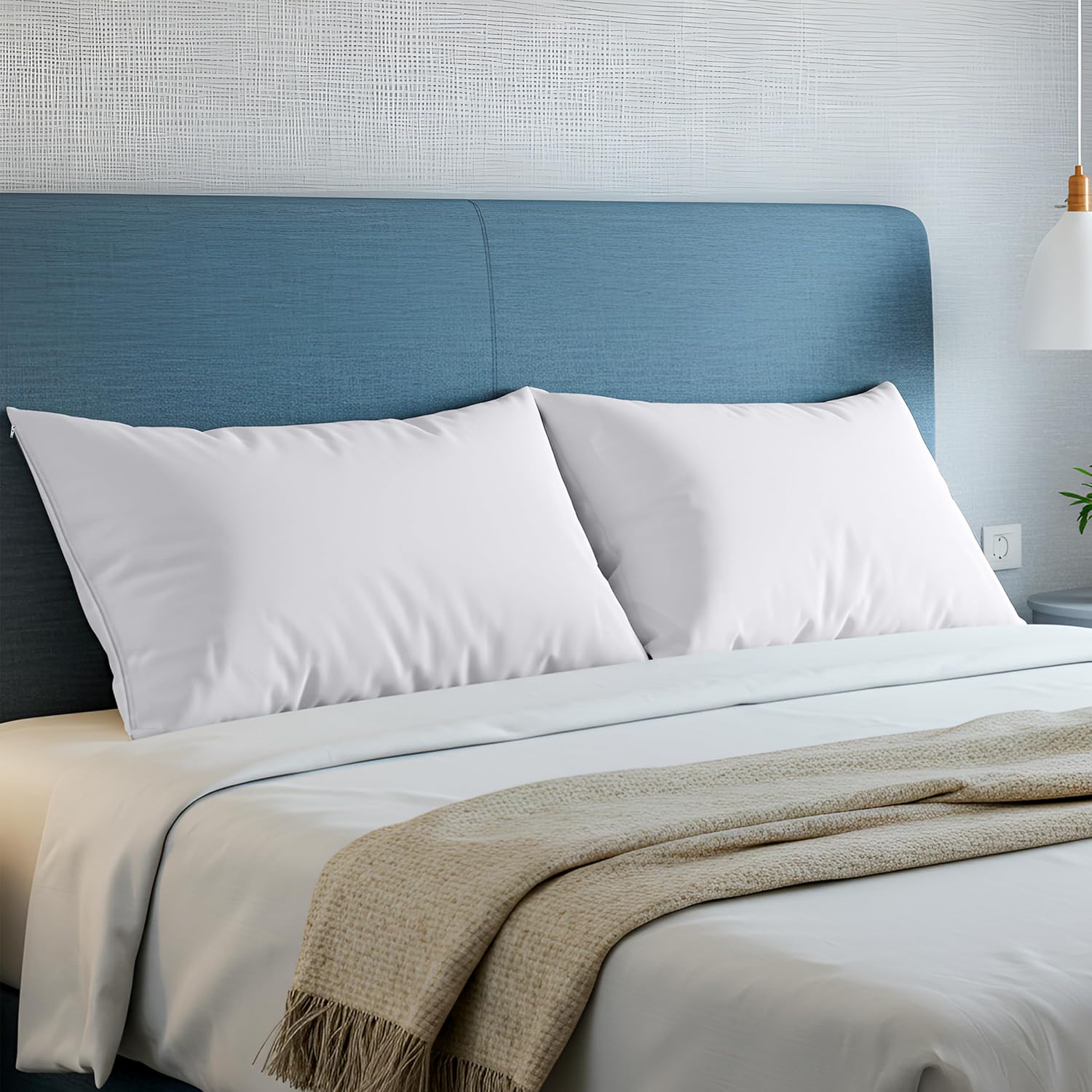 Bed Bug & Dust Mite Proof Pillow Protectors - Zipper Enclosed, Waterproof, Set of 4 by Utopia Bedding