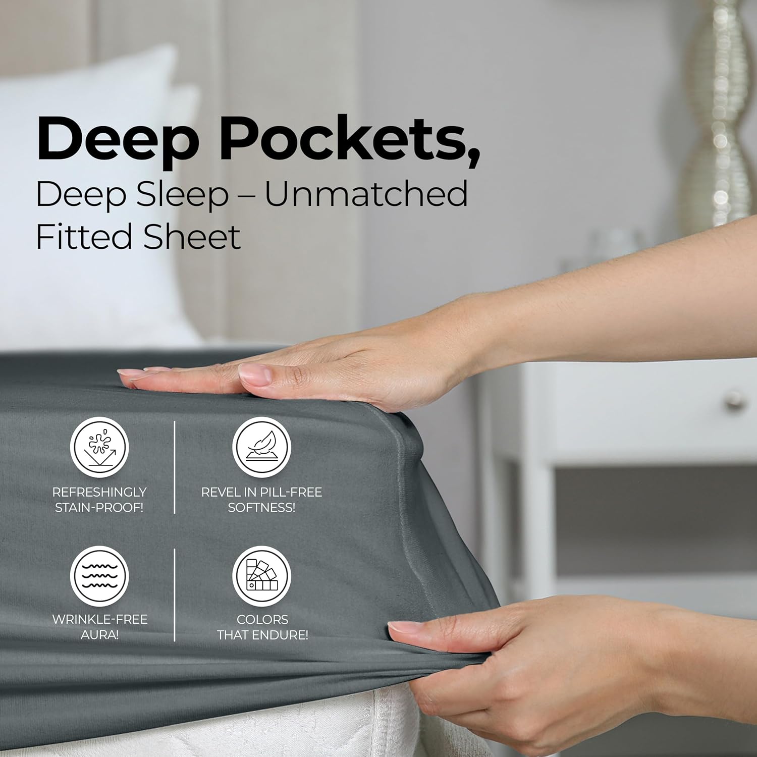 Utopia Bedding Queen Fitted Sheet - 15" Deep Pocket Microfiber - Fade & Shrink Resistant