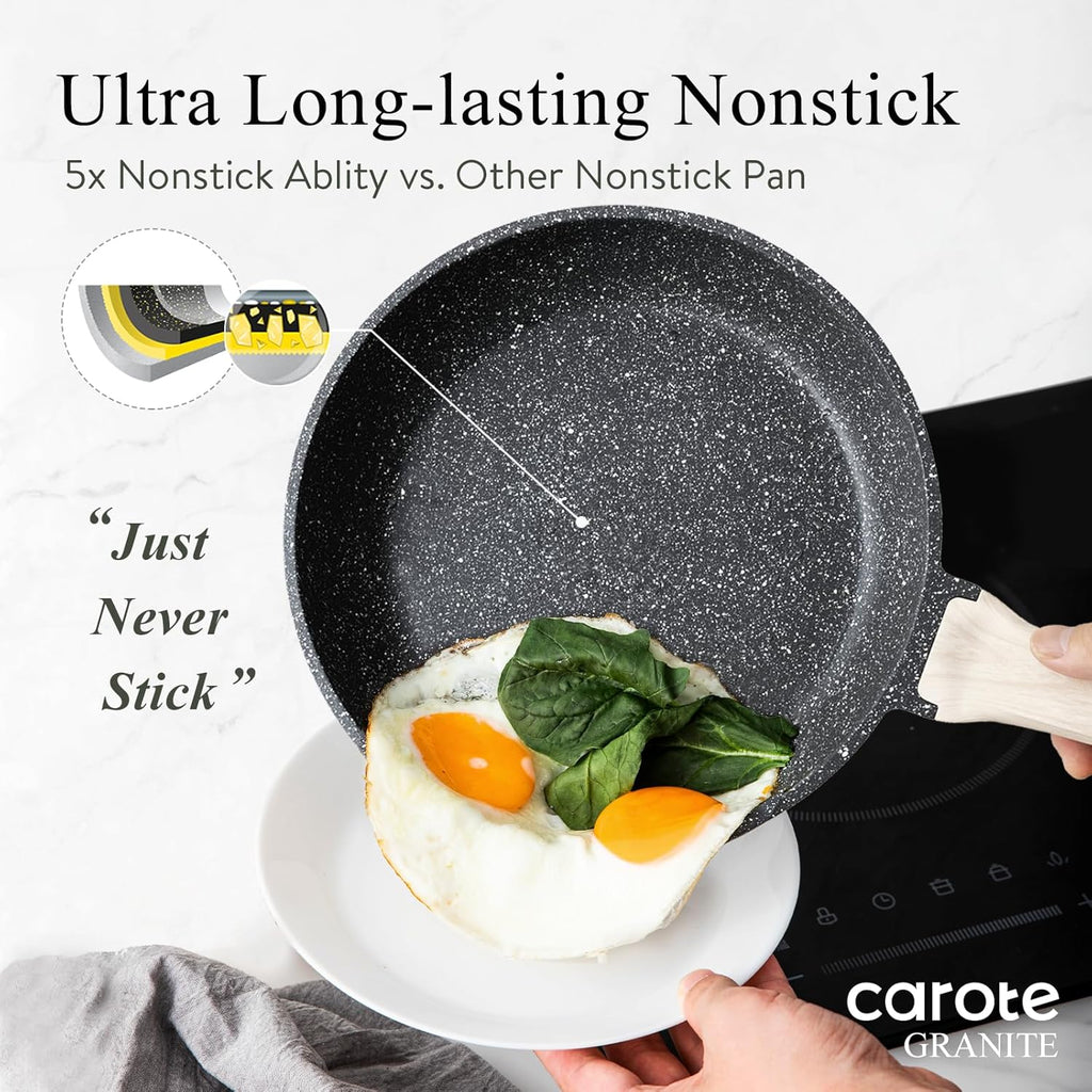 CAROTE Eco-Friendly Nonstick 8-Inch Pan - PFOA-Free, Induction