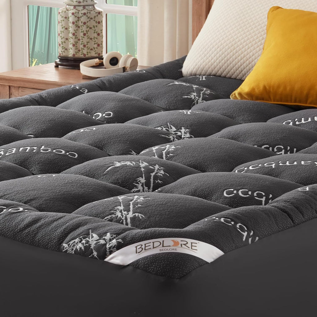 BEDLORE Queen Bamboo Viscose Mattress Topper for Back Pain Relief