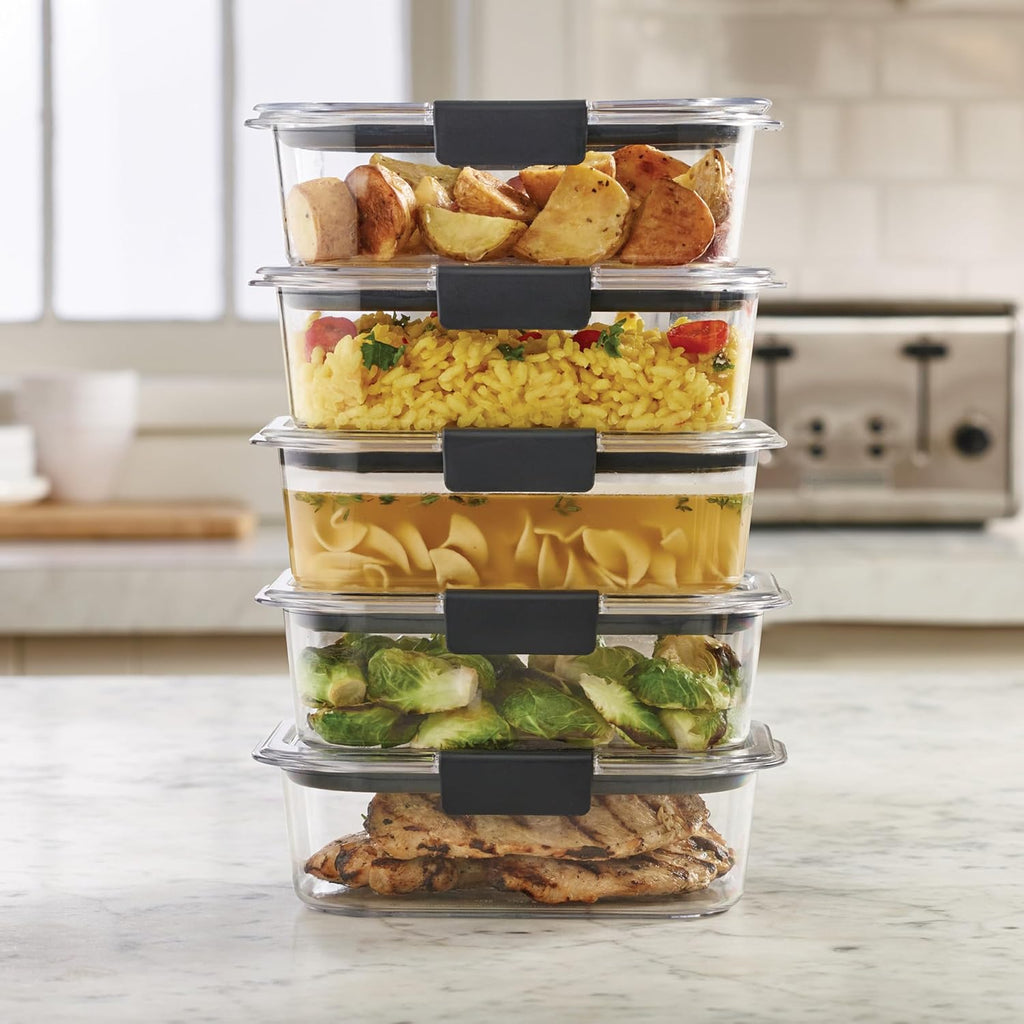 Rubbermaid Brilliance Tritan Food Storage Containers - Airtight Leak-Proof Meal Prep Set (5-Piece)