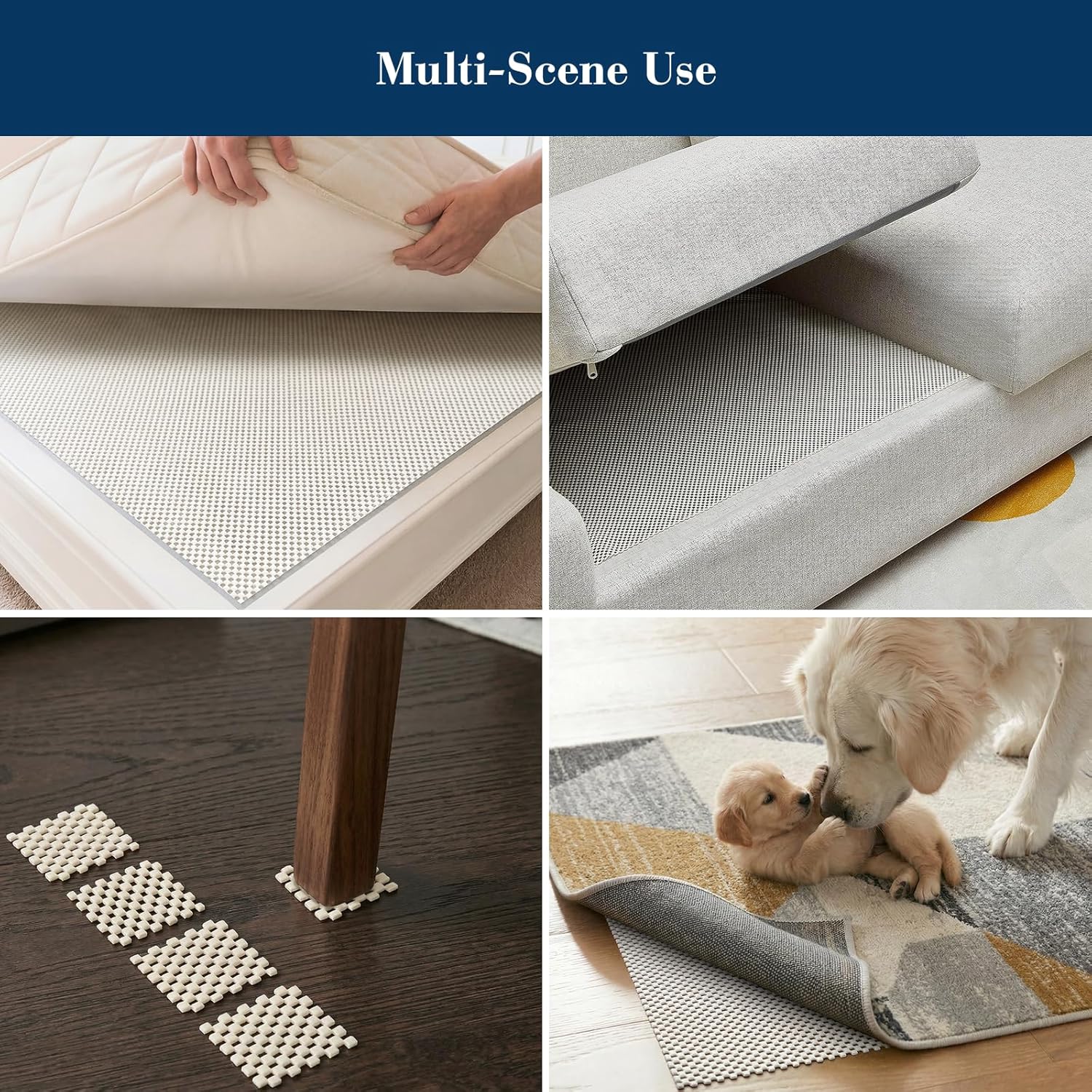 Veken Non-Slip Rug Pad for Hardwood Floors - 2'x3' Thick Mat Keeps Rugs Secure & Safe