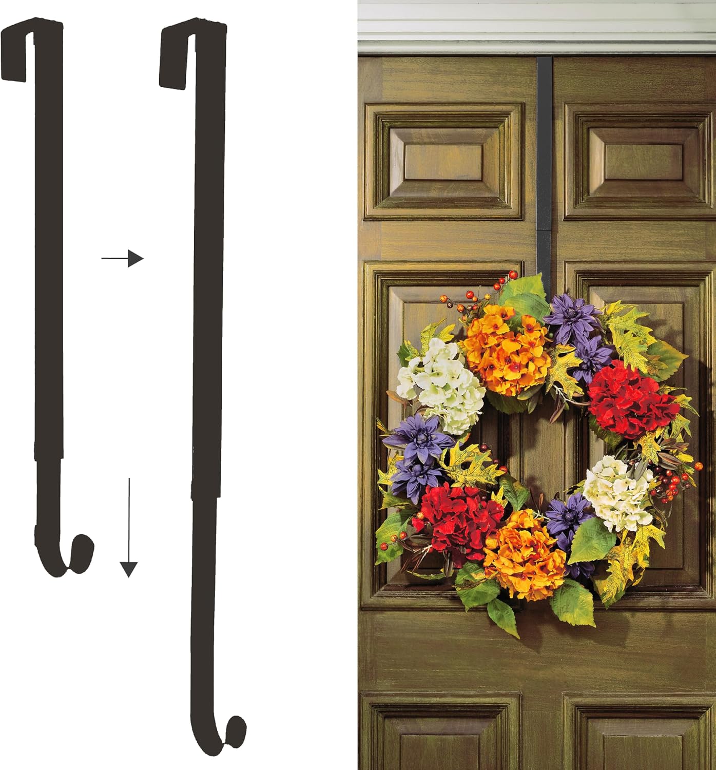 Haute Decor Adjustable Front Door Wreath Hanger - Holds Up to 20 Lb