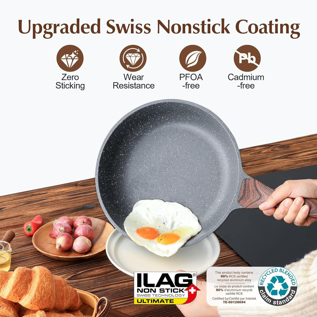 SENSARTE Nonstick Frying Pan - Swiss Granite Coating, PFOA-Free, 9.5 Inch