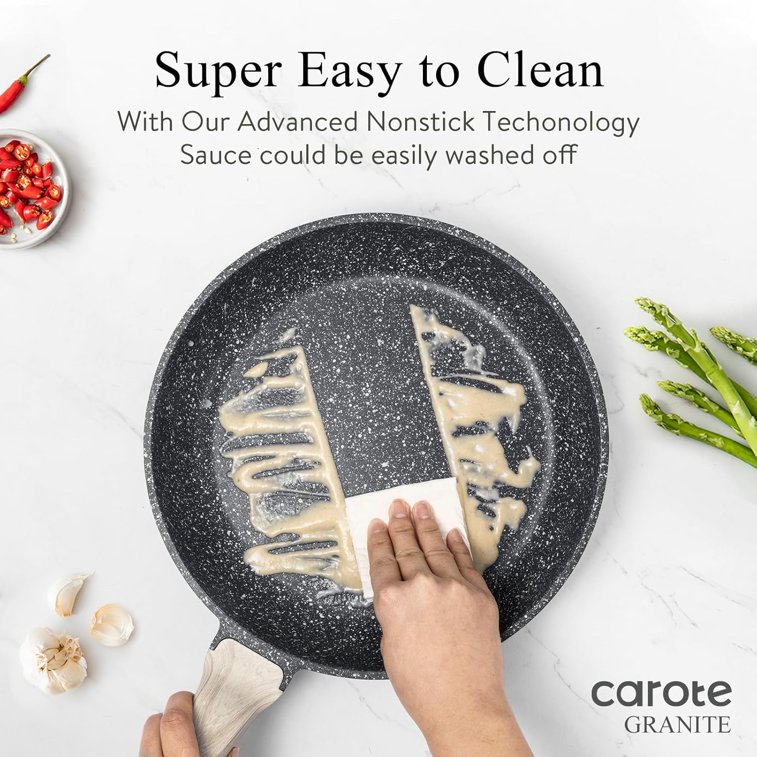 CAROTE Eco-Friendly Nonstick 8-Inch Pan - PFOA-Free, Induction
