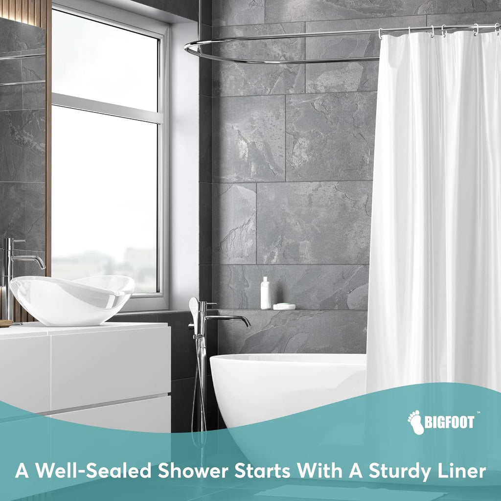 BigFoot Odorless PEVA Shower Curtain Liner - 72x72, Heavy-Duty Waterproof with Magnets