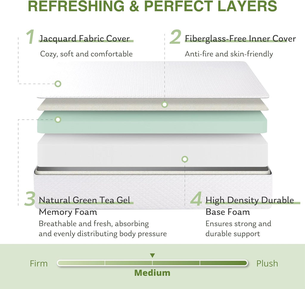 EGOHOME 8-Inch Full Memory Foam Mattress with Cooling Gel - Medium Firm Support