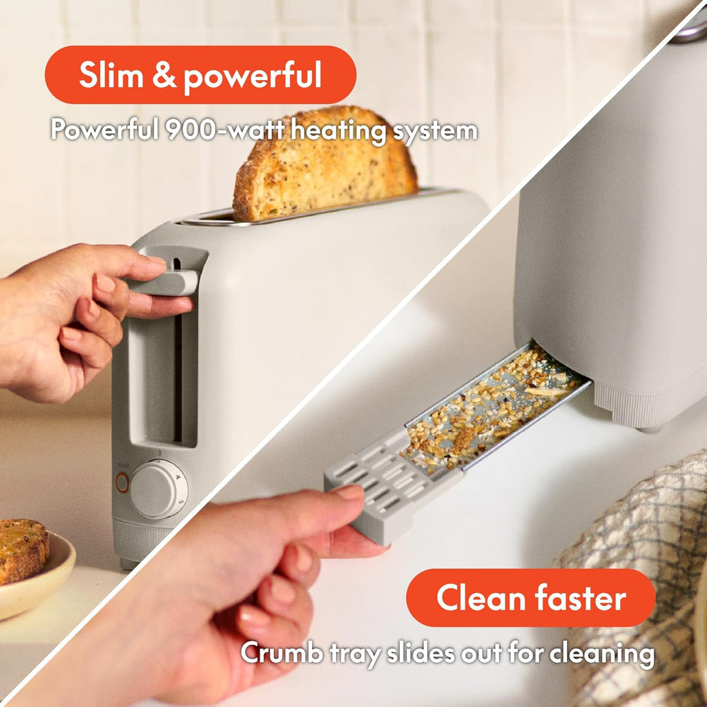 BELLA 2-Slice Slim Toaster - Fits Anywhere Kitchenware with 6 Shade Control & Reheat