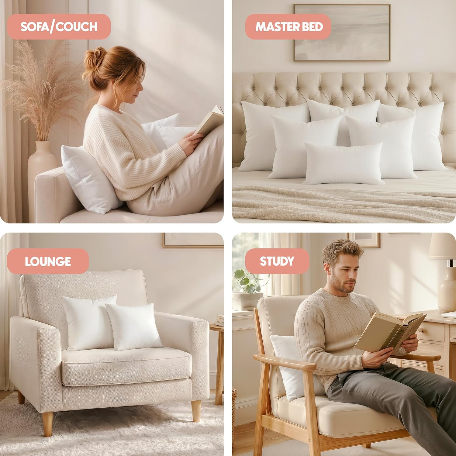 Utopia Bedding 18x18 Pillow Inserts Set of 2 - White Fluffy Cushion Filler