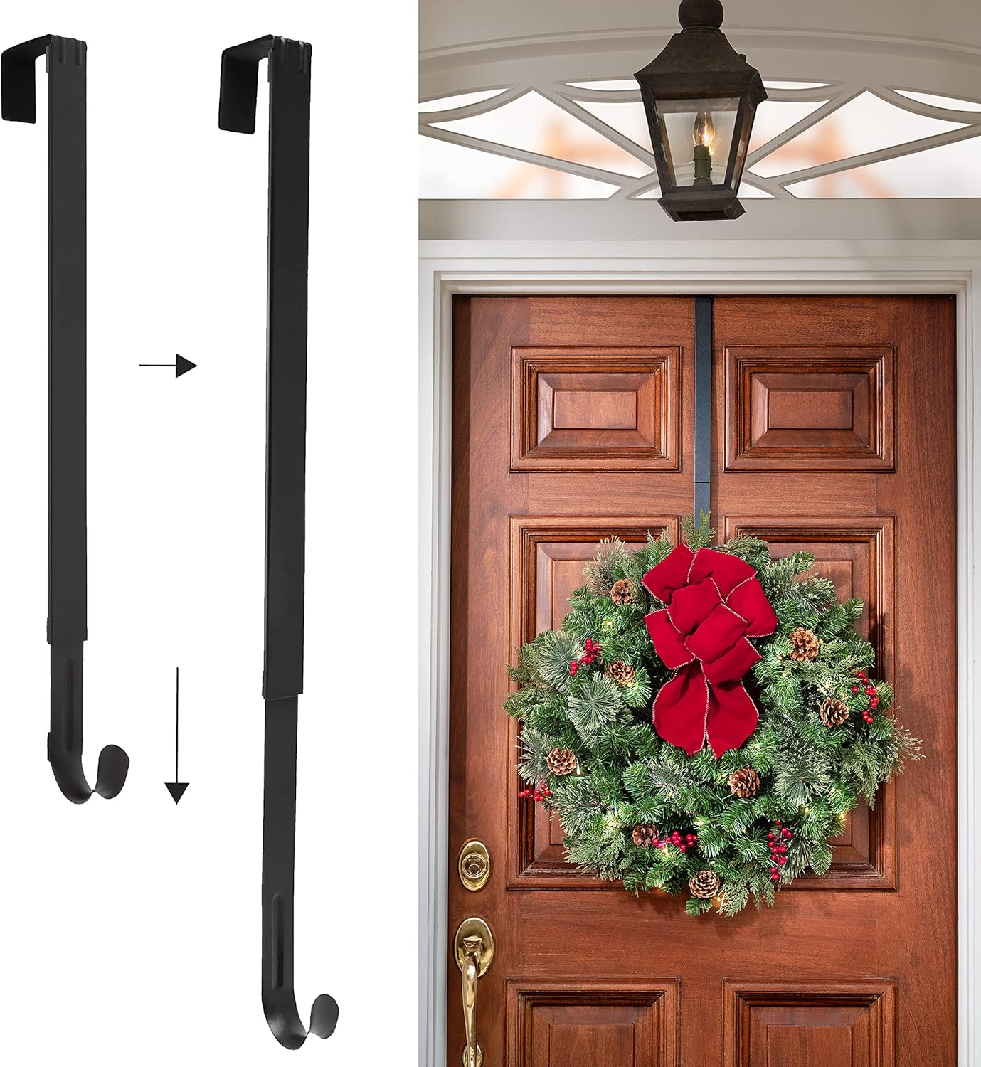 Haute Decor Adjustable Front Door Wreath Hanger - Holds Up to 20 Lb