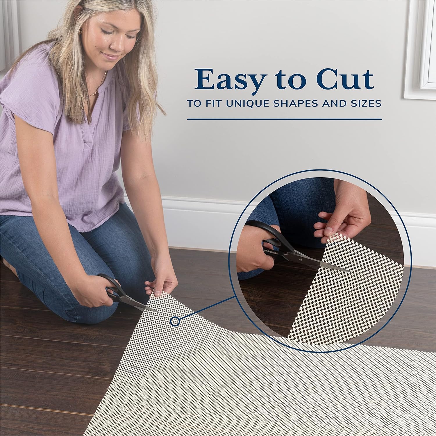 Veken Non-Slip Rug Pad for Hardwood Floors - 2'x3' Thick Mat Keeps Rugs Secure & Safe