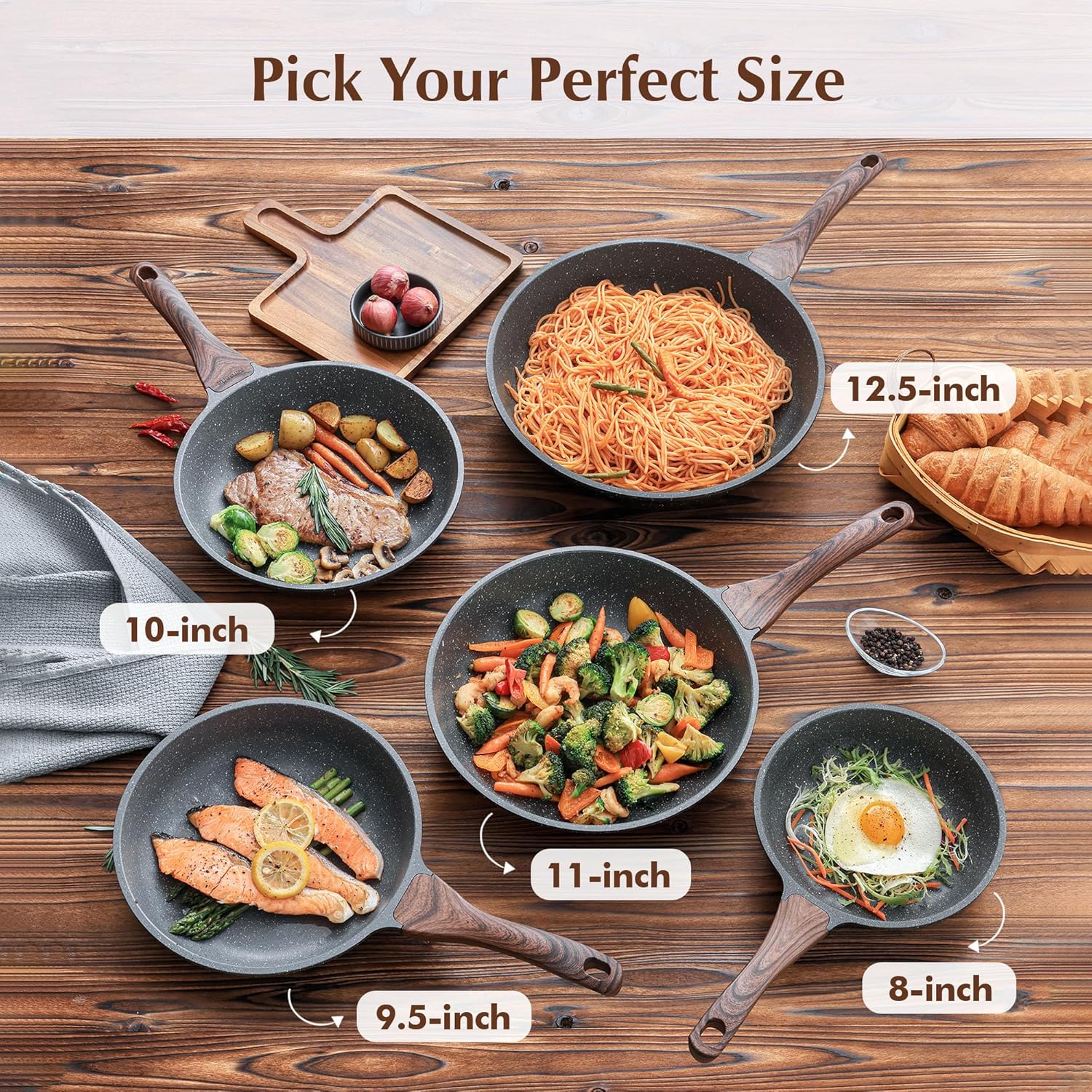 SENSARTE Nonstick Frying Pan - Swiss Granite Coating, PFOA-Free, 9.5 Inch