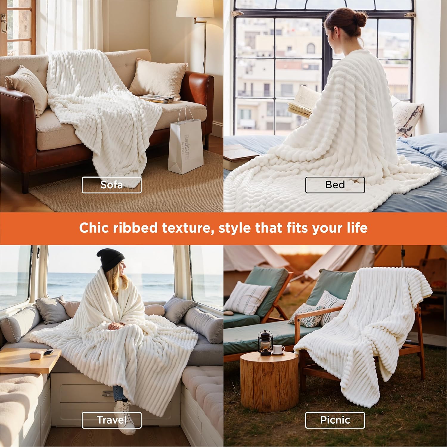 Bedsure Ultra Soft Microfiber Throw Blanket for Couch - Cozy Gift for Women & Teachers, 50x60 Inches