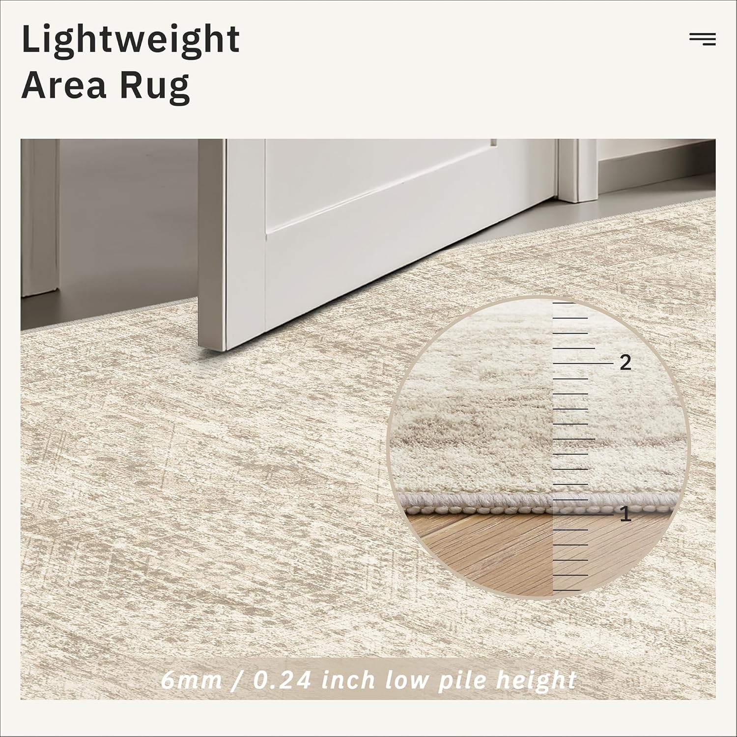 Soalmost Washable 8x10 Vintage Beige Area Rug - Soft Non-Slip Living Room Carpet